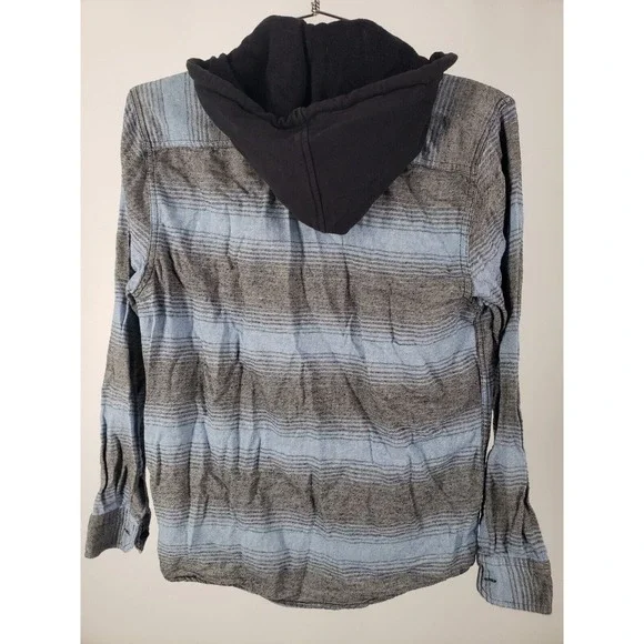 Amplify Convertible Hoodie Size Medium Blue Sky Stripe Outdoor Adventure Shirt - Picture 3 of 10